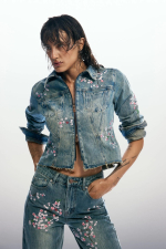 Jacheta denim brodata