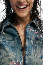 Jacheta denim brodata