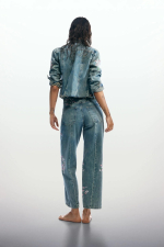 Jacheta denim brodata