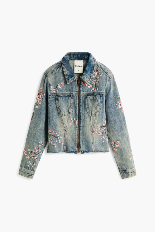 Jacheta denim brodata