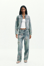Jacheta denim brodata