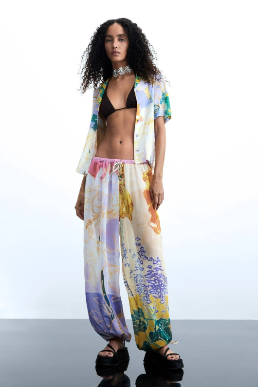 Pantaloni lungi cu imprimeu floral