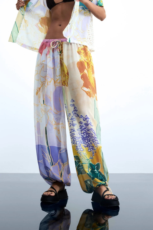 Pantaloni lungi cu imprimeu floral