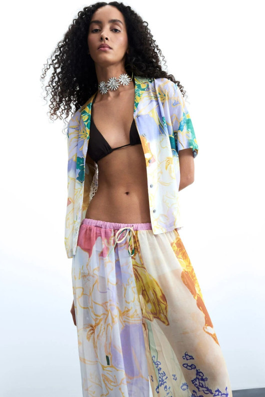 Pantaloni lungi cu imprimeu floral
