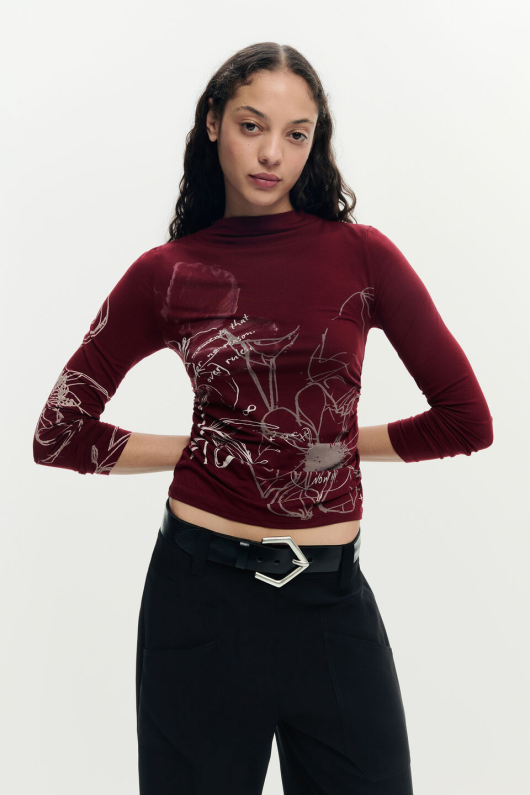 BLUZA VISINIE CU PRINT TEXT