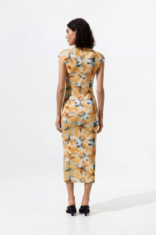 Rochie tip creion cu flori