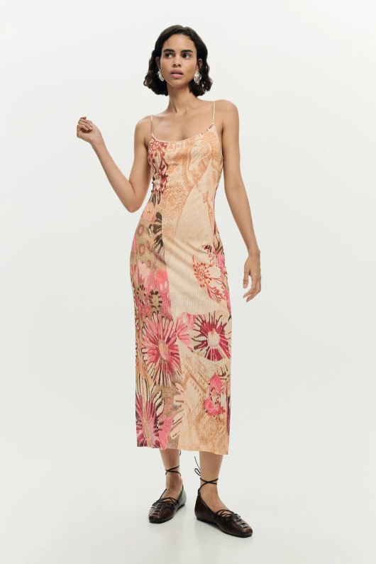ROCHIE LUNGA CU PRINT SI MAIEU TRICOT