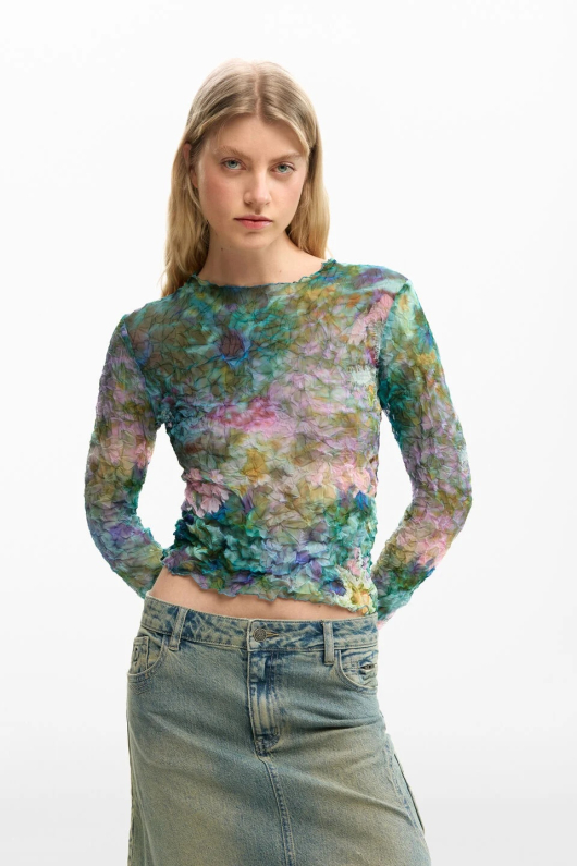 Bluza texturata cu flori