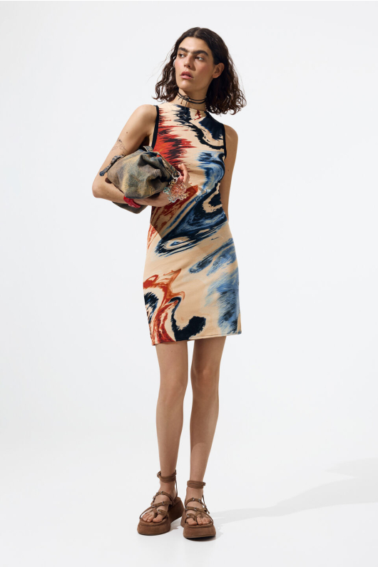 Rochie fara maneci imprimata
