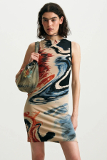 Rochie fara maneci imprimata