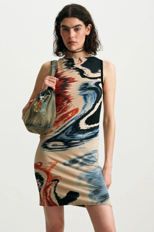 Rochie fara maneci imprimata