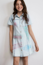Rochie din denim imprimata