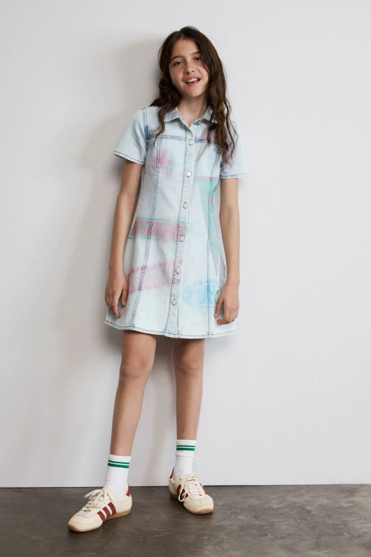 Rochie din denim imprimata