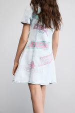 Rochie din denim imprimata