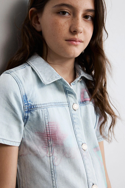 Rochie din denim imprimata