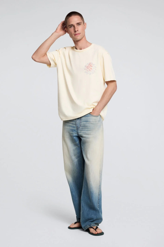Tricou din bumbac imprimat cu mici gauri