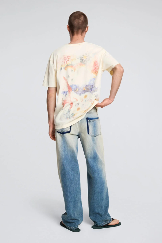 Tricou din bumbac imprimat cu mici gauri