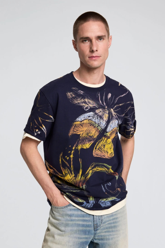 TRICOU ALBASTRU CU PRINT