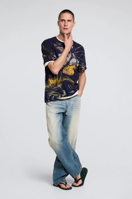 TRICOU ALBASTRU CU PRINT