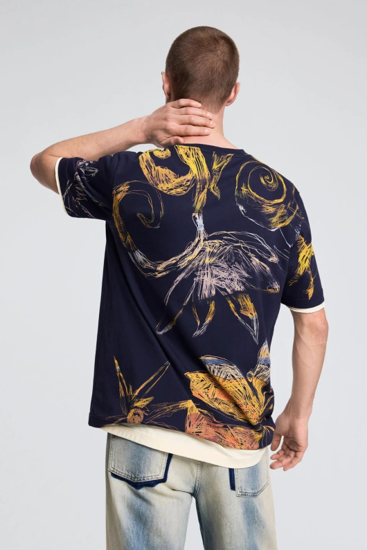TRICOU ALBASTRU CU PRINT
