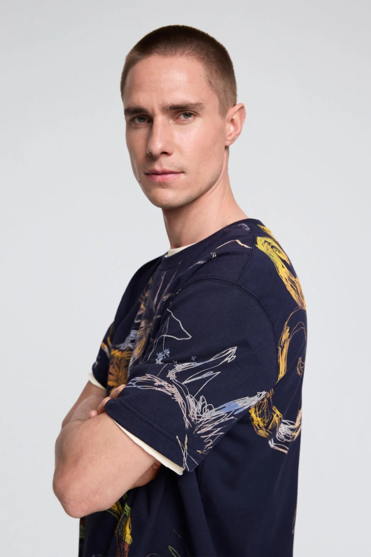 TRICOU ALBASTRU CU PRINT
