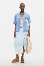 Camasa patchwork cu maneca scurta