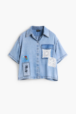Camasa patchwork cu maneca scurta