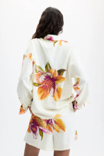 CAMASA ALBA CU PRINT FLORAL
