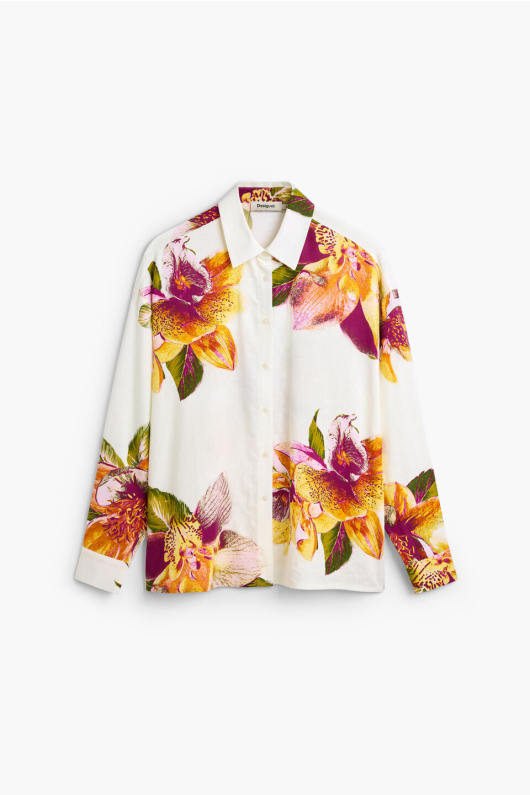 CAMASA ALBA CU PRINT FLORAL