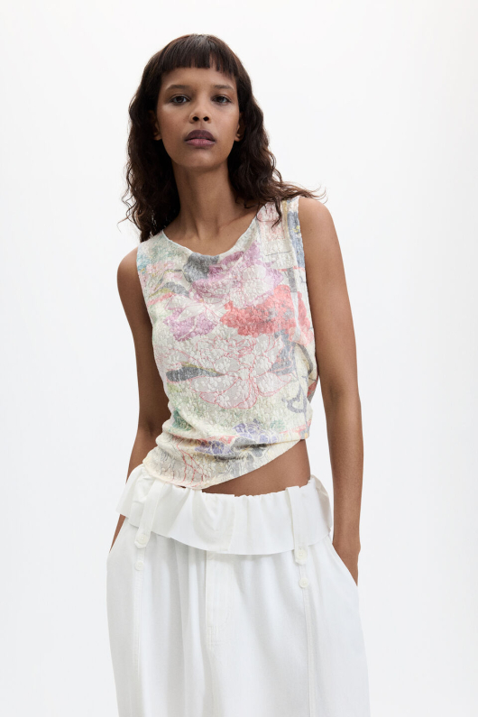 TOP CROPPED CU PRINT FLORAL