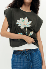 TRICOU GRI CU FLOARE
