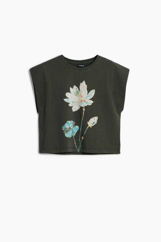 TRICOU GRI CU FLOARE