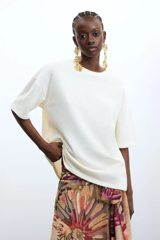 TRICOU CREM CU BRODERIE