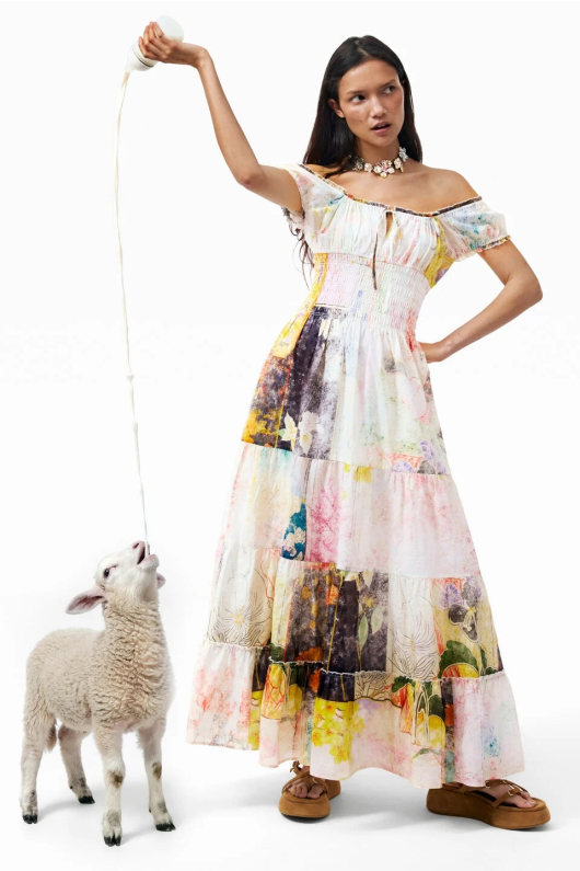 ROCHIE LUNGA CU PRINT FLORAL