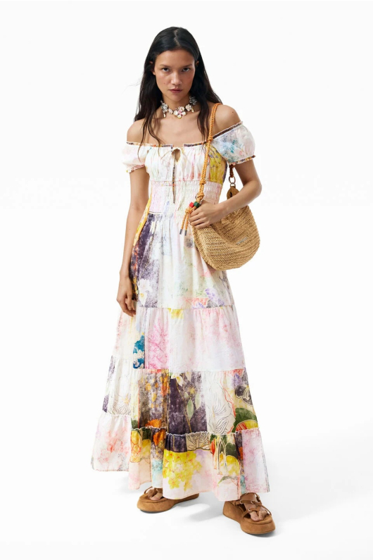 ROCHIE LUNGA CU PRINT FLORAL