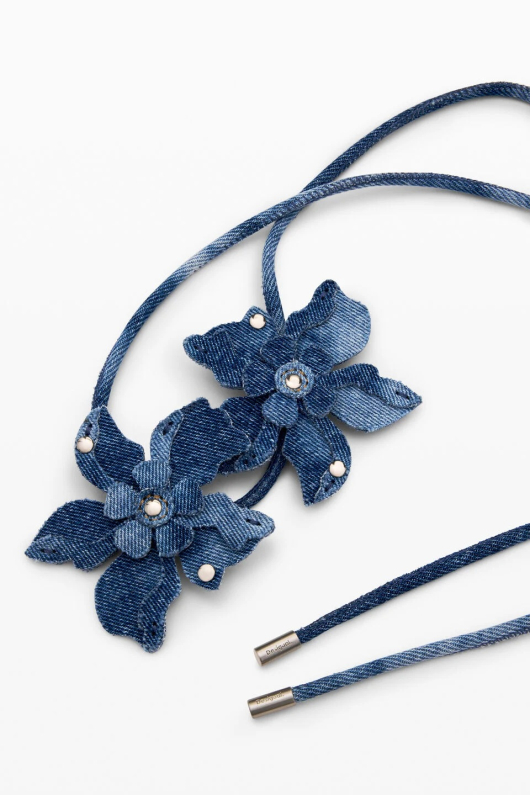 Curea denim cu flori