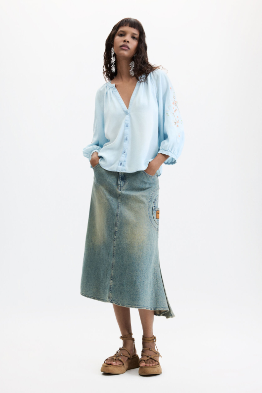 BLUZA DIN LYOCELL CU BRODERIE