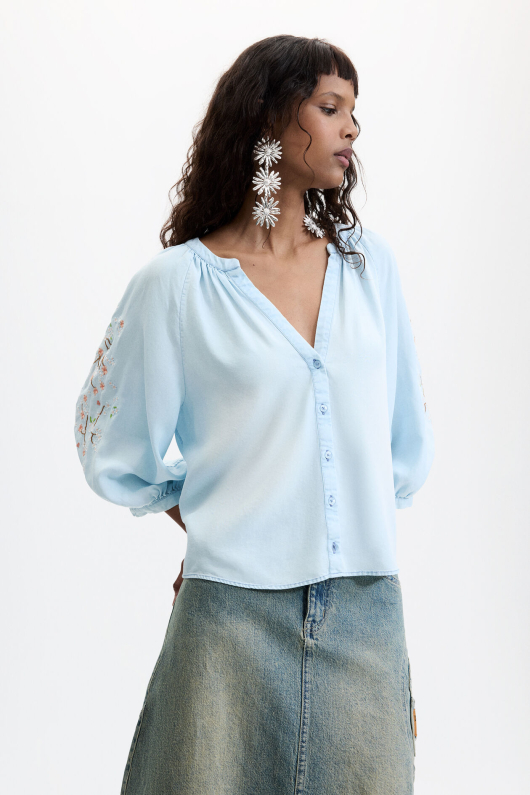 BLUZA DIN LYOCELL CU BRODERIE