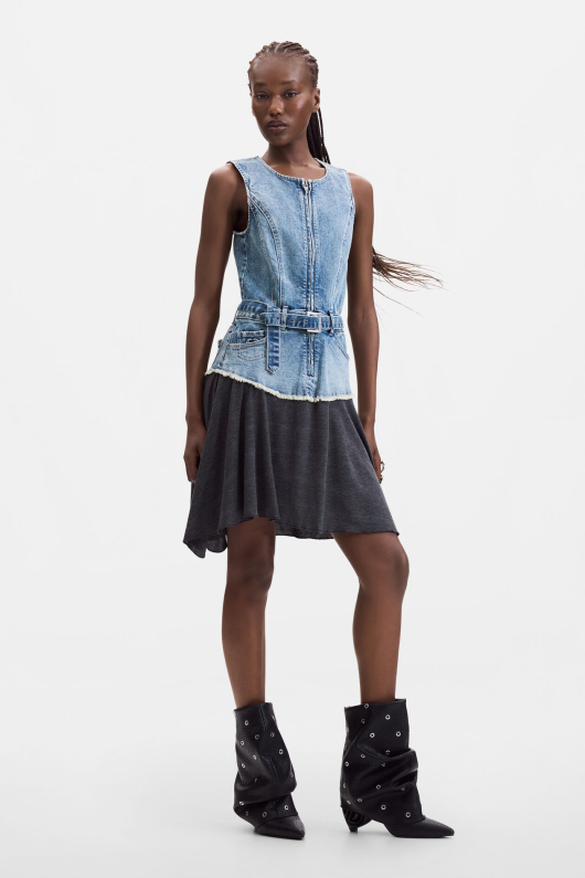 ROCHIE DENIM CU MATERIAL TRICOT