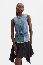 ROCHIE DENIM CU MATERIAL TRICOT