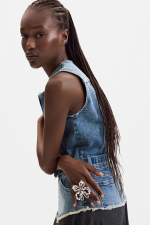 ROCHIE DENIM CU MATERIAL TRICOT
