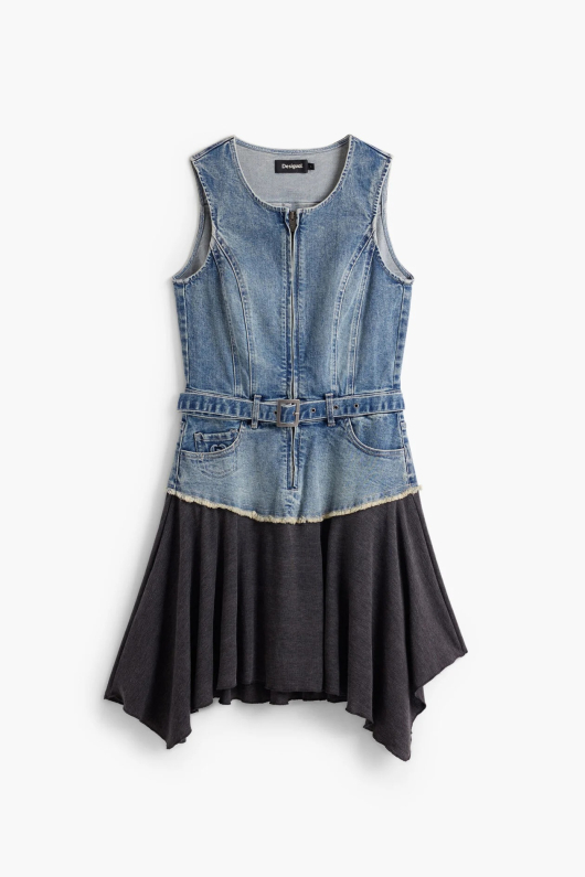 ROCHIE DENIM CU MATERIAL TRICOT