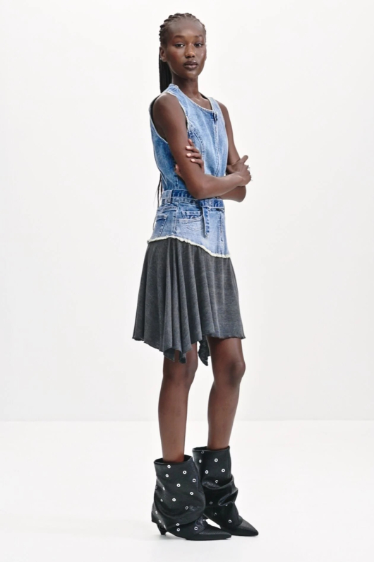 ROCHIE DENIM CU MATERIAL TRICOT
