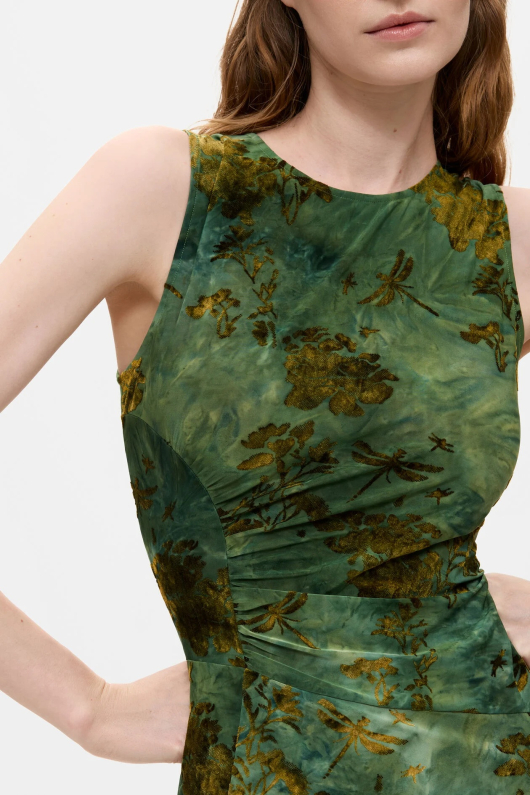 Rochie midi verde cu catifea