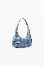 GEANTA DENIM CU FLORI APLICATE