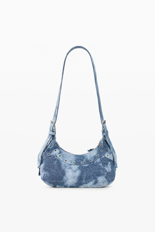 GEANTA DENIM CU FLORI APLICATE