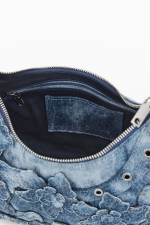 GEANTA DENIM CU FLORI APLICATE