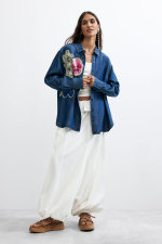 CAMASA DENIM CU APLICATIE FLOARE