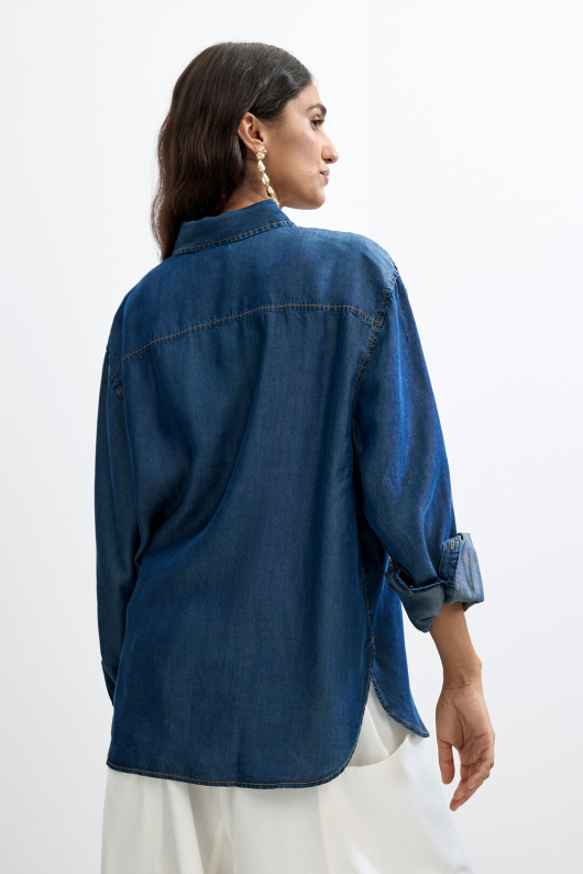 CAMASA DENIM CU APLICATIE FLOARE