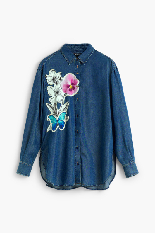 CAMASA DENIM CU APLICATIE FLOARE